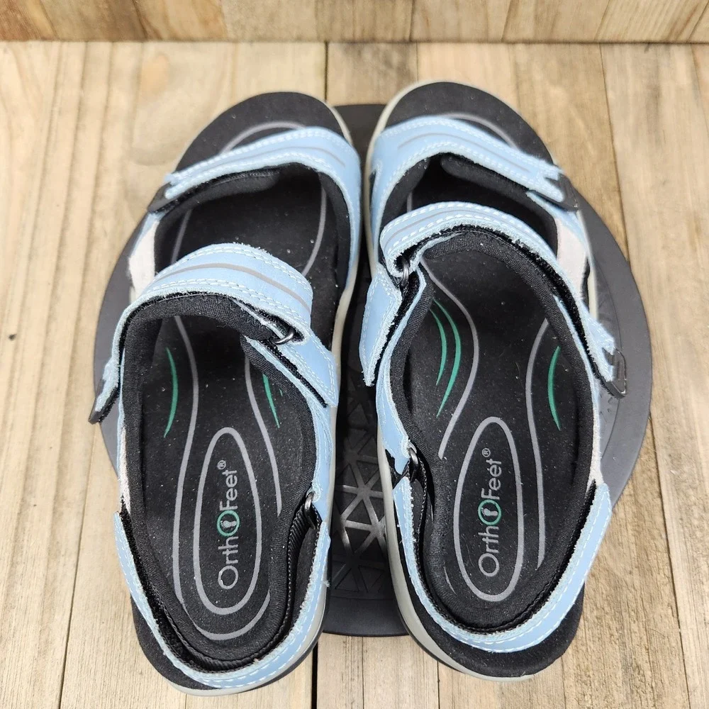 Orthofeet 925 Orthopedic Sandals Womens size 7 B Blue Grey Adjustable Comfort